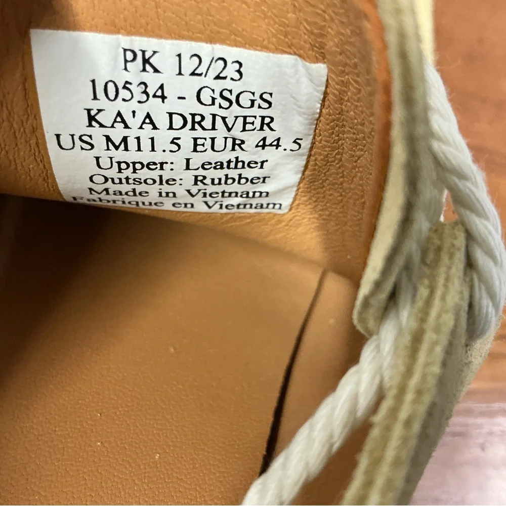 Olukai Men Ka’a Tan Leather Moc Toe Lace Up Driver Loafer Size 11.5